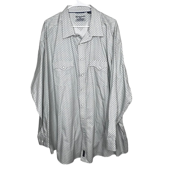 rough stock Other - Rough Stock Mens 3XL Pearl Snap Shirt White Blue Green Printed Western Rodeo